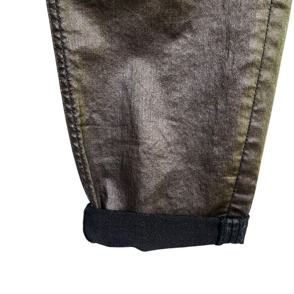 Burberry Britt Pants 28 Brown Waxed Skinny Ankle Low Rise Cuffed Trousers - Picture 3 of 13